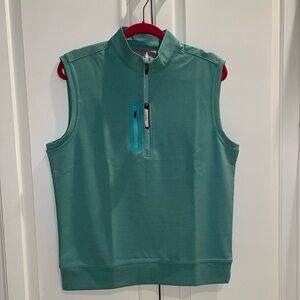 Johnnie-O Denny Men's Performance Vest Cay Turquoise Quarter-Zip Size M NWT